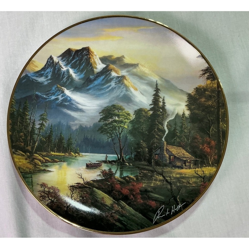 Franklin Mint Mountain Retreat Ret Hitt 1992 Limited Edition Plate #11941 Rustic